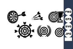 Dartboard target icons with arrows and trophy symbol in blac Product Image 1