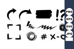 Black hand-drawn abstract symbols set with arrows question m Product Image 1