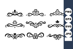 Decorative black ornamental vector flourishes with heart mot Product Image 1