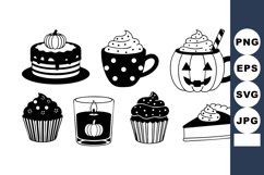 Halloween themed desserts and drinks with pumpkin decoration Product Image 1