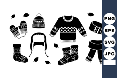 Winter clothing vector set with mittens hat sweater socks sc Product Image 1