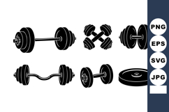 Black dumbbells and barbells set for fitness training and st Product Image 1