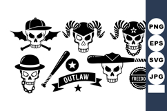 Skull Outlaw Vector Collection with Various Hats and Symbols Product Image 1