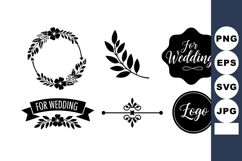 Wedding decorative floral wreath leaves calligraphy logos ve Product Image 1