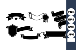 Vintage black ribbons banners and shield vector design eleme Product Image 1