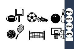 Sports equipment icons including football, soccer ball, clea Product Image 1