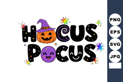 Hocus Pocus Halloween themed playful text with pumpkin witch Product Image 1