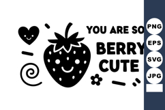 Cute strawberry vector with heart and flower design saying y Product Image 1