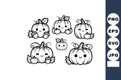 Cute happy pumpkin characters with smiling faces and tiny le Product Image 1