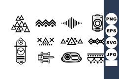 Abstract black geometric shapes and modern speaker icon vect Product Image 1