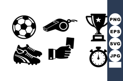 Soccer referee icons set with ball whistle trophy shoes card Product Image 1