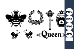Queen bee royal symbols crown honey jar floral wreath magic Product Image 1