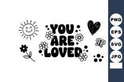 You Are Loved positive affirmation with sun flower butterfly Product Image 1