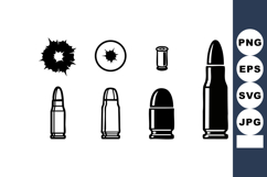 Bullet holes and different bullet types vector illustration Product Image 1