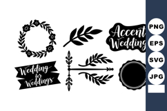 Wedding decorative elements set with floral wreath leaves ar Product Image 1