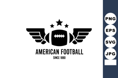 American football logo design with wings and stars in black Product Image 1