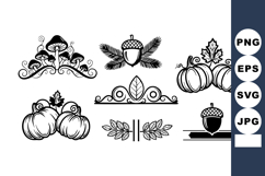Autumn decorative elements with pumpkins acorns leaves and s Product Image 1