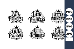Little princess text design set with crown vector art for gi Product Image 1