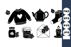 Autumn-themed cozy sweater teapot socks jam candle envelope Product Image 1