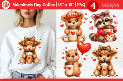 Valentine’s Day Cute Animals with coffee sublimation Product Image 1