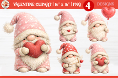 Valentines Day Whimsical Cute Gnome Clipart PNG Product Image 1