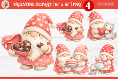 Valentines Day Whimsical Cute Gnome Clipart PNG Product Image 1