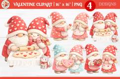 Valentines Day Whimsical Cute Couple Gnomes Clipart Product Image 1