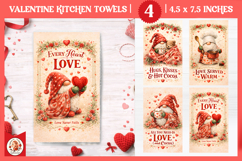 Valentines Day Kitchen Towel Bundle, Cute Valentine Gnome Product Image 2