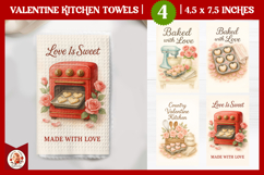 Valentines Day Kitchen Towel, Vintage Valentine Cookies Product Image 1