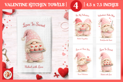 Valentines Day Kitchen Towel, Cute Valentine Gnome Product Image 1