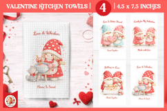 Valentines Day Kitchen Towel, Cute Valentine Gnome Product Image 1
