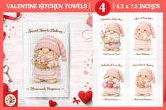 Valentines Day Kitchen Towel, Cute Valentine Gnome Product Image 1