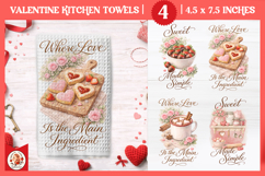 Valentines Day Kitchen Towel, Vintage Valentine Cookies Product Image 1