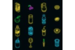 Fresh juice icons set vector neon Product Image 1