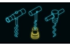 Corkscrew icon set vector neon Product Image 1