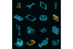 Video editing icons set vector neon Product Image 1