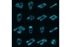 Charger icons set vector neon Product Image 1