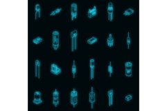 Capacitor icons set vector neon Product Image 1