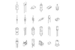 Capacitor icons set vector outline Product Image 1
