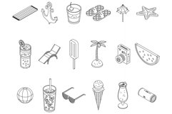 Summer party icons set vector outline Product Image 1