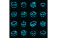 Foot bath icons set vector neon Product Image 1