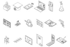 Online training icons set vector outline Product Image 1