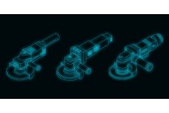 Angle grinder icons set vector neon Product Image 1