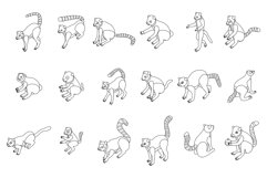 Lemur icons set vector outline Product Image 1