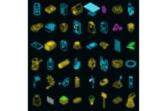 Natural resources icons set vector neon Product Image 1