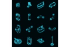 Sewerage icons set vector neon Product Image 1