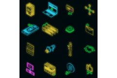Repost icons set vector neon Product Image 1