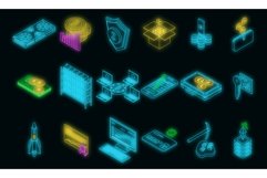 Cryptocurrency icons set vector neon Product Image 1