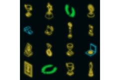 Winner awarding icons set vector neon Product Image 1