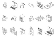 Password protection icons set vector outline Product Image 1